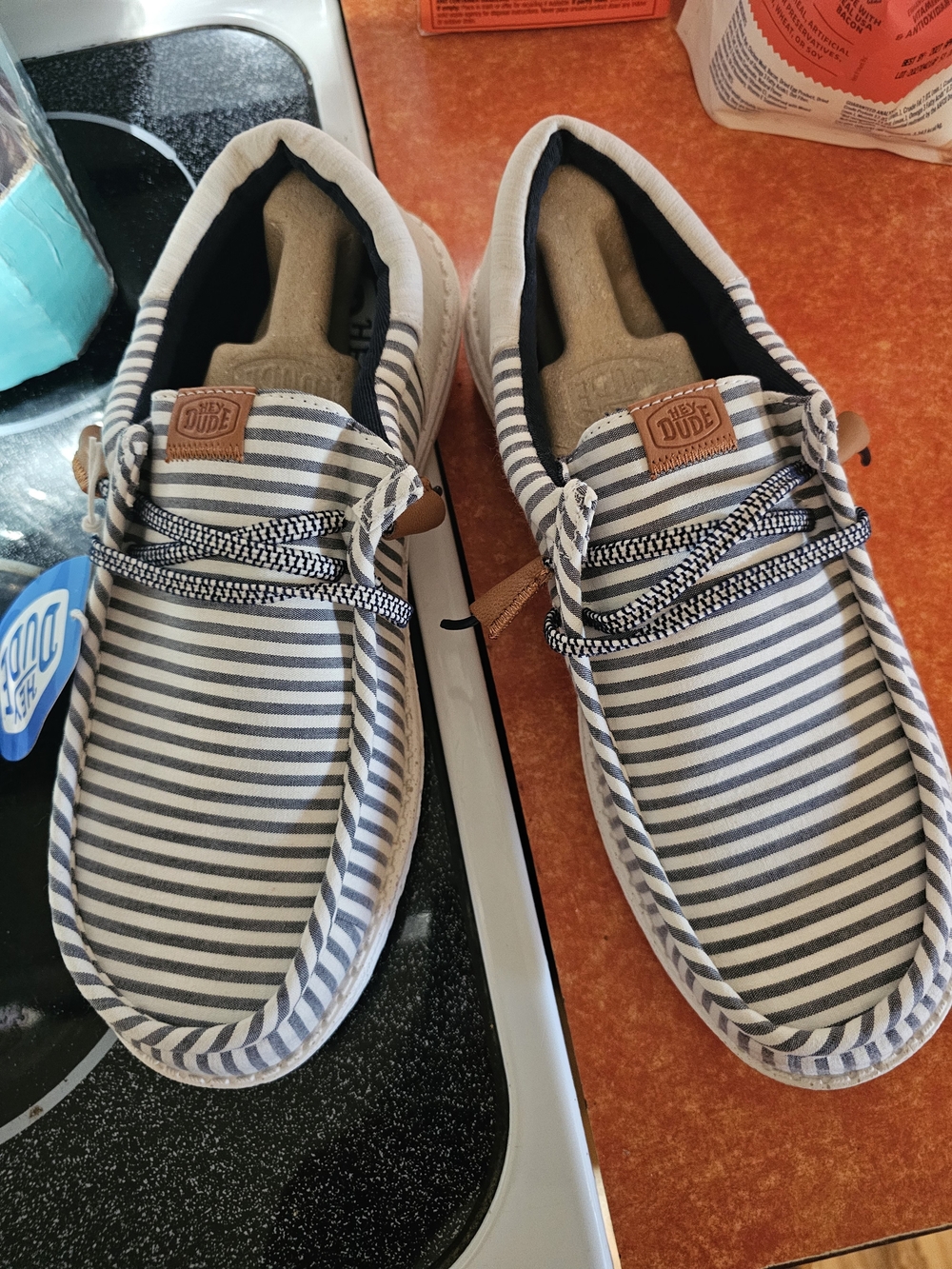 Hey Dude Striped Canvas Slip-On Shoes - Navy & White
